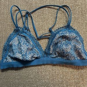VS blue lace bralette with adjustable cross cross straps